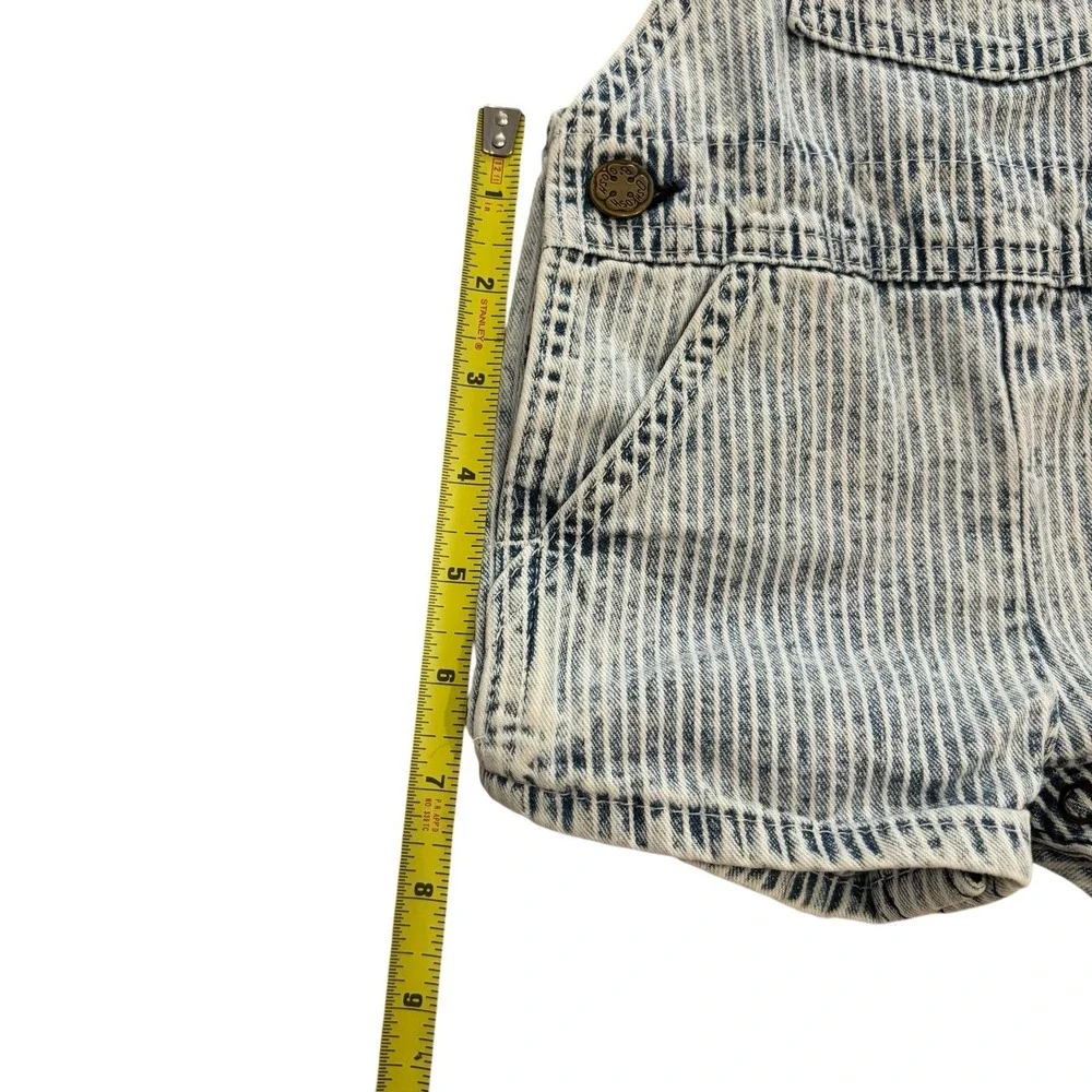 VTG USA‎ OshKosh Vestbak Bib Denim Overall Shorts Striped Size 3/6 M 1969 EUC